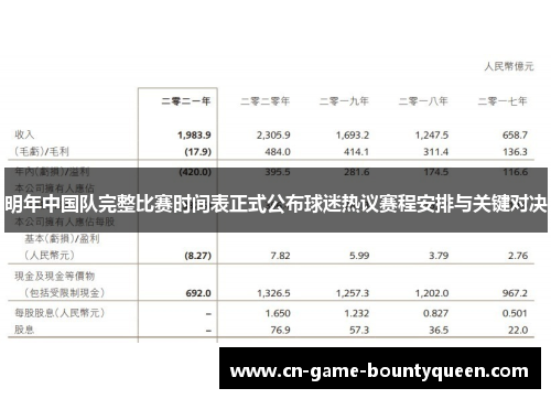 明年中国队完整比赛时间表正式公布球迷热议赛程安排与关键对决